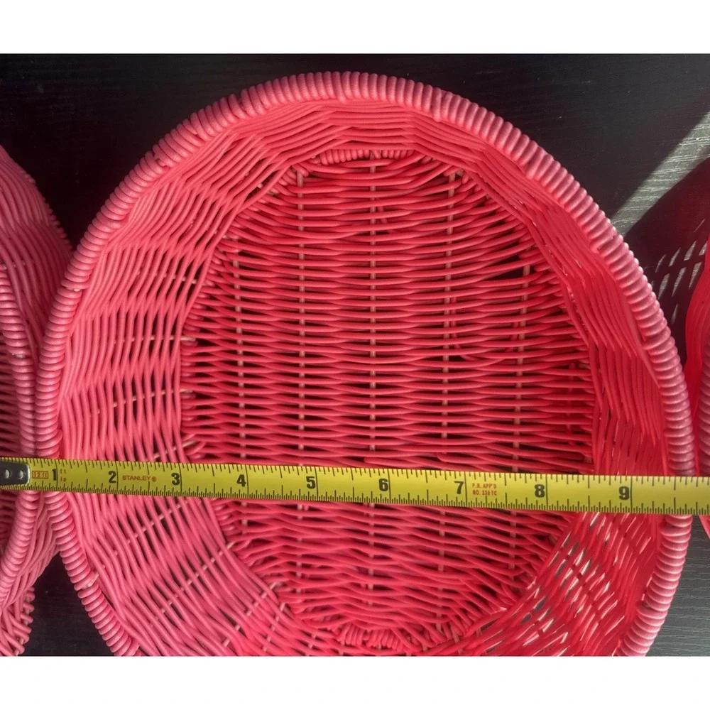 3 Flamingo Resin Wicker Pink Decor Baskets Centerpiece Indoor/Outdoor